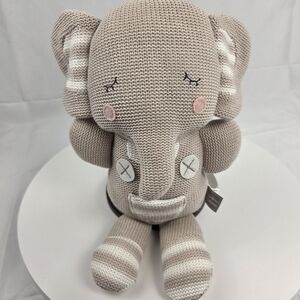 Theodore Elephant Living Textiles Gray Plush Rattle Baby Toy Stuffed Animal 13"